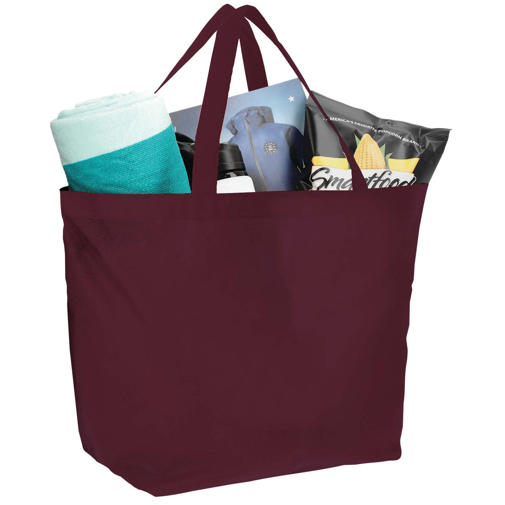 YaYa Flared Shopper Tote in Non-Woven Polypropylene Full Color - Burgundy - Photo 2