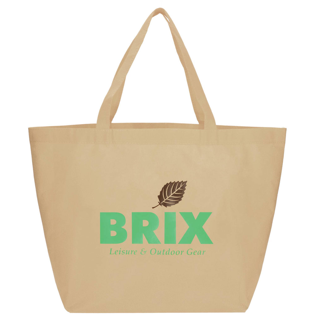YaYa Flared Shopper Tote in Non-Woven Polypropylene Full Color - Cream - Front