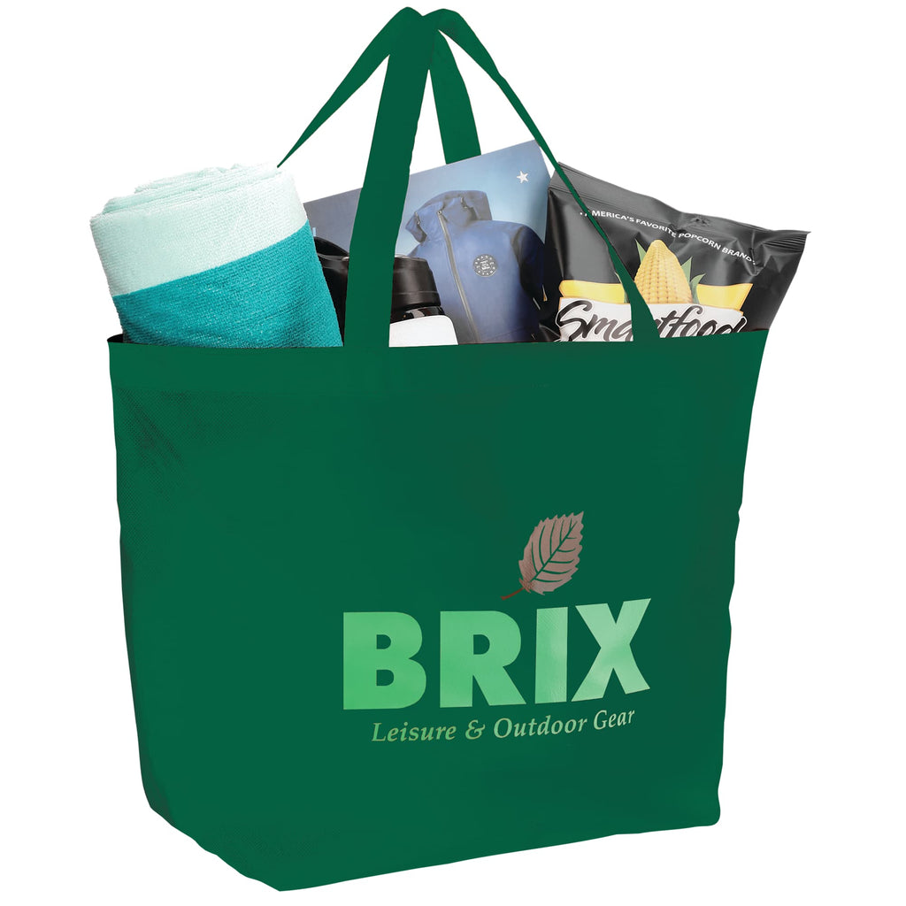 YaYa Flared Shopper Tote in Non-Woven Polypropylene Full Color - Green - Photo
