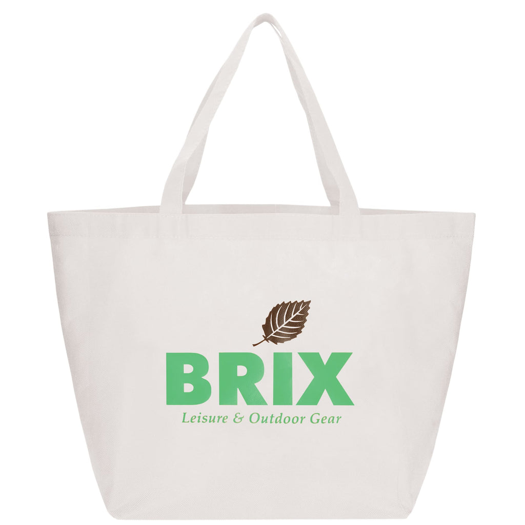 YaYa Flared Shopper Tote in Non-Woven Polypropylene - White - Front