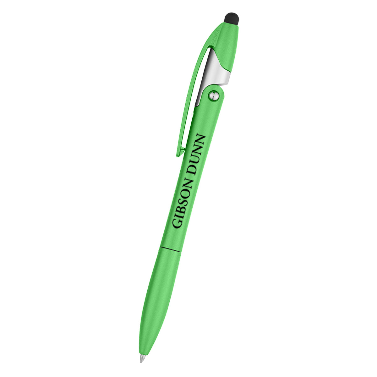 Yoga Pen with Stylus and Phone Stand - Lime Green - Silk Screen
