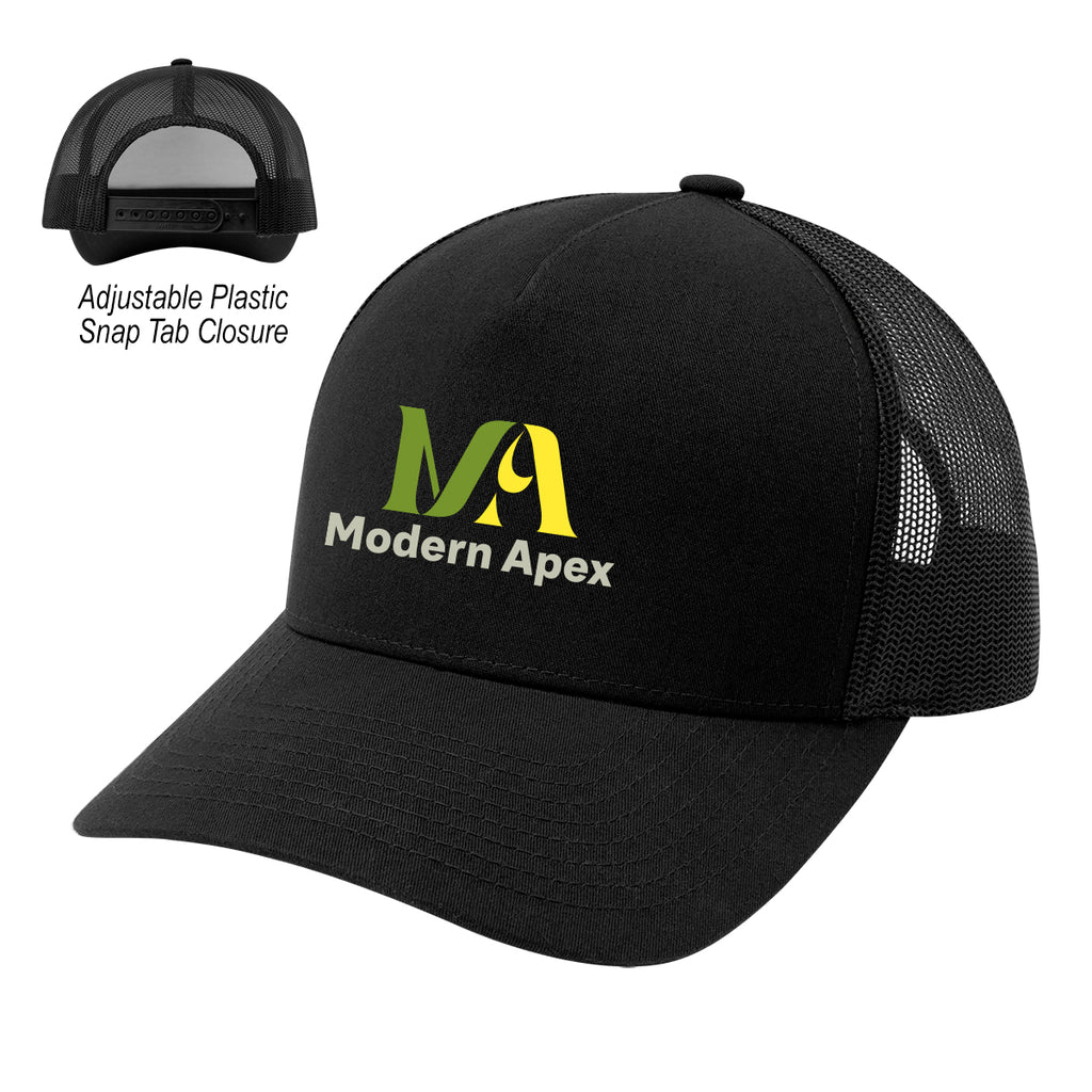 YP Classics Retro Trucker Cap, 5 Panel - Black - Colorbrite