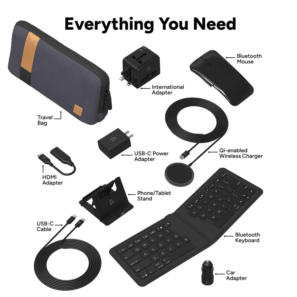 ZAGG Desktop Essentials Travel Kit with Keyboard and Mouse Transfer - Gray - Photo 3