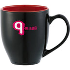 Zapata Electric Ceramic Mug with Color Interior, 15 oz - Black w/Red Trim - Front