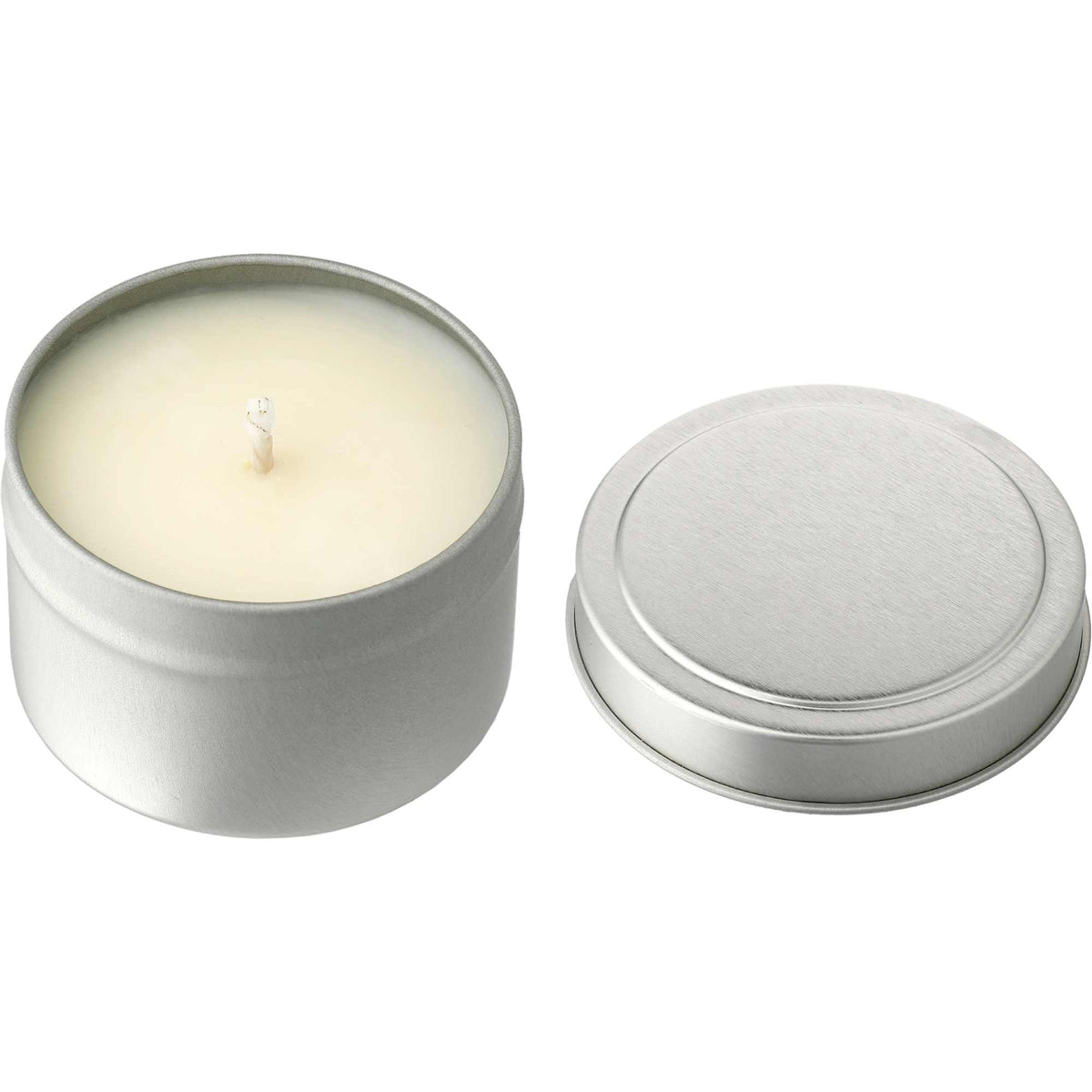 Zen Tea Soy Candle in a Mini Tin, 2.7 oz Laser Engraving - Silver - Left Angle 2
