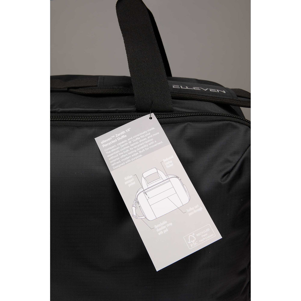 Zenith Recycled Duffel Bag for 18 Inch Laptops Transfer - Black - Detail 2