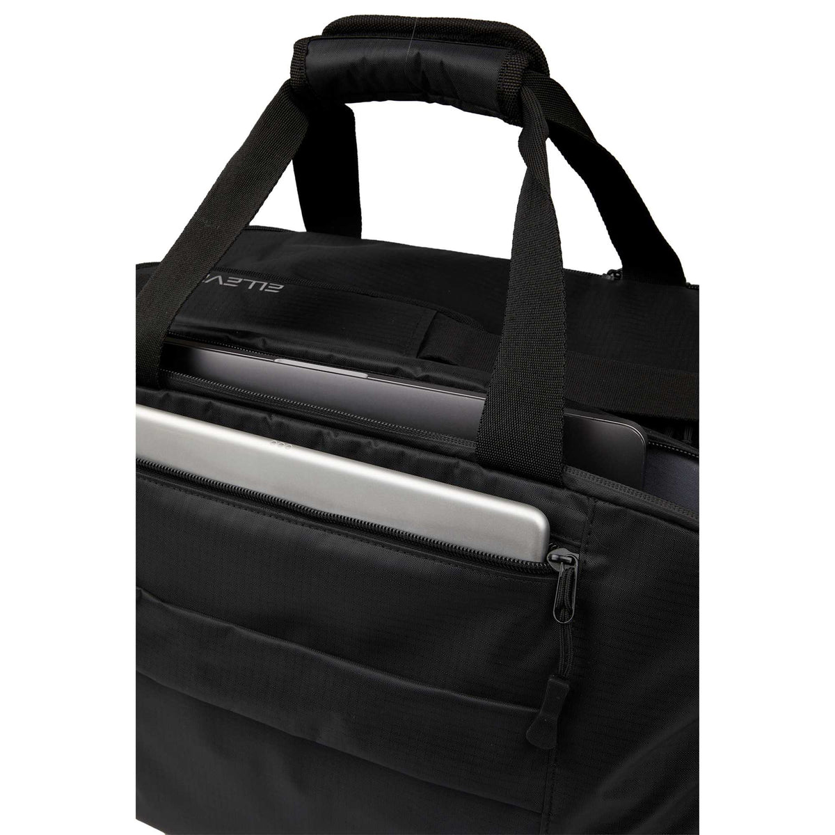 Zenith Recycled Duffel Bag for 18 Inch Laptops Transfer - Black - Propped 4