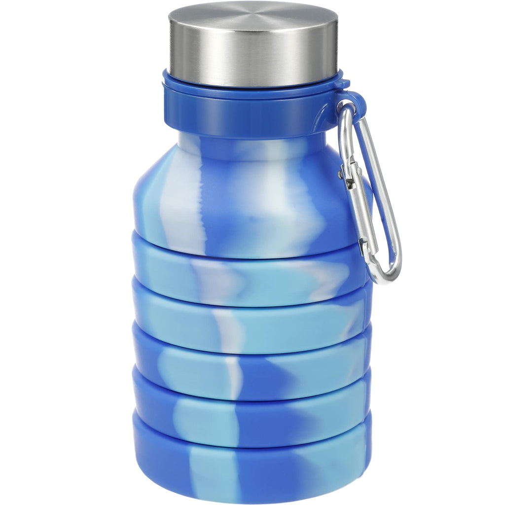 Zigoo Collapsible Silicone Bottle, Tie Dye, 18 oz Laser Engraving - ICE - Front Collapsed 2