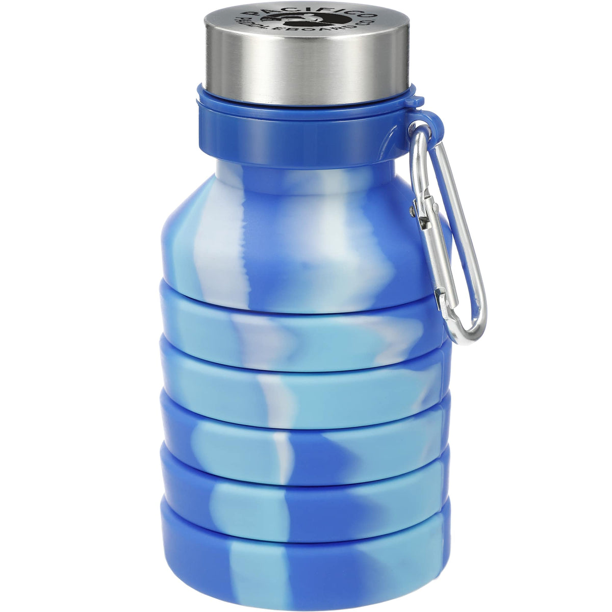 Zigoo Collapsible Silicone Bottle, Tie Dye, 18 oz Laser Engraving - ICE - Front Collapsed