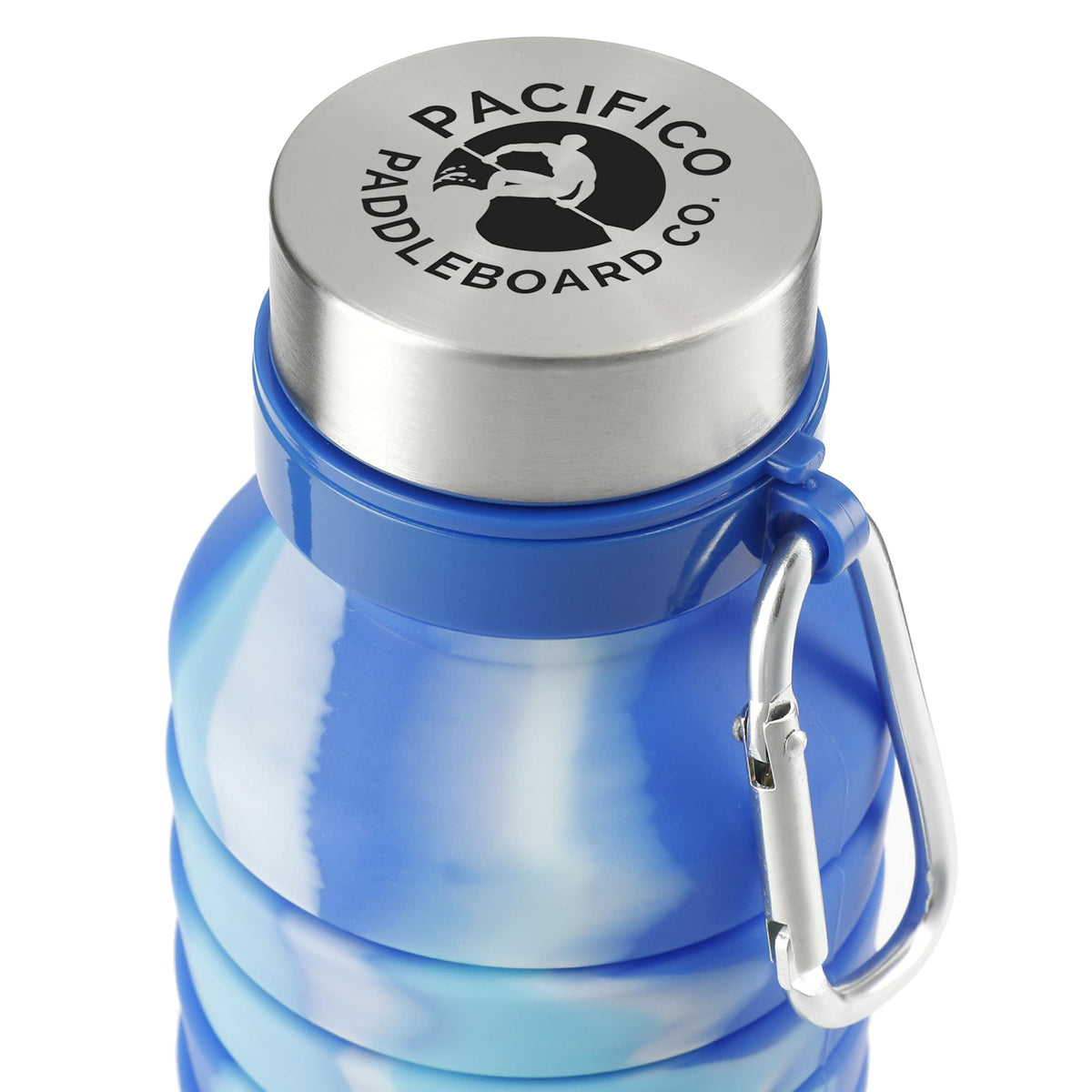 Zigoo Collapsible Silicone Bottle, Tie Dye, 18 oz Laser Engraving - ICE - Top