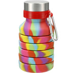 Zigoo Collapsible Silicone Bottle, Tie Dye, 18 oz Laser Engraving - TIE-DYE - Front Collapsed 2