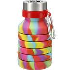 Zigoo Collapsible Silicone Bottle, Tie Dye, 18 oz Laser Engraving - TIE-DYE - Front Collapsed
