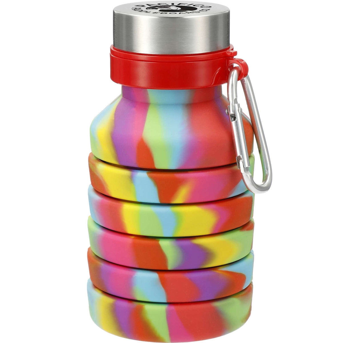 Zigoo Collapsible Silicone Bottle, Tie Dye, 18 oz Laser Engraving - TIE-DYE - Front Collapsed