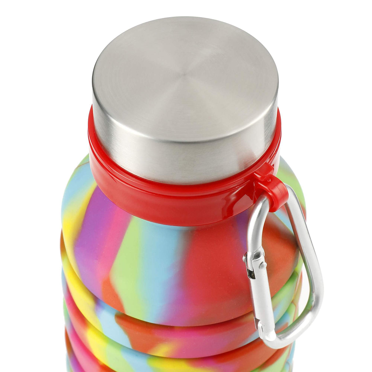 Zigoo Collapsible Silicone Bottle, Tie Dye, 18 oz Laser Engraving - TIE-DYE - Top 2