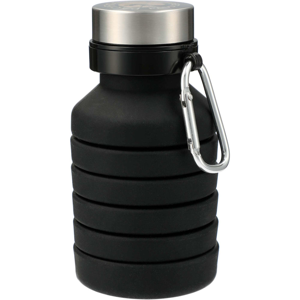 Zigoo Collapsible Silicone Bottle with Carabiner, 18 oz Full Color - Black - Front 2