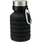 Zigoo Collapsible Silicone Bottle with Carabiner, 18 oz Full Color - Black - Front 2
