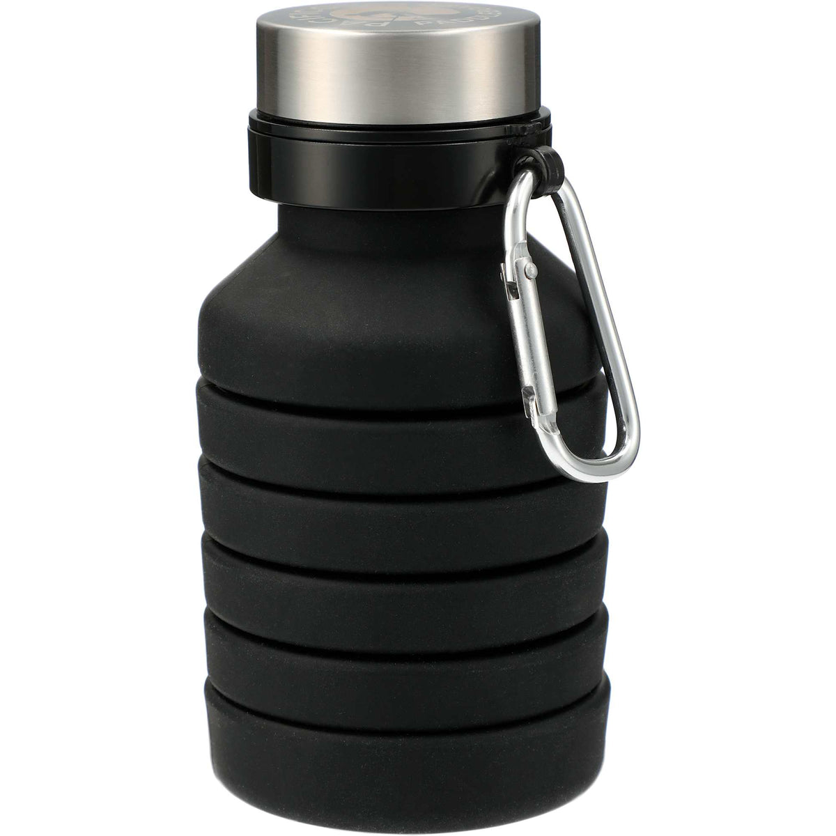 Zigoo Collapsible Silicone Bottle with Carabiner, 18 oz Full Color - Black - Front 2