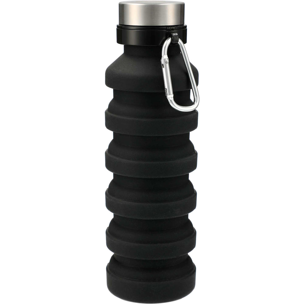 Zigoo Collapsible Silicone Bottle with Carabiner, 18 oz Full Color - Black - Front 3