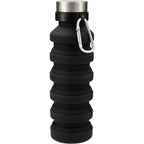 Zigoo Collapsible Silicone Bottle with Carabiner, 18 oz Full Color - Black - Front 3