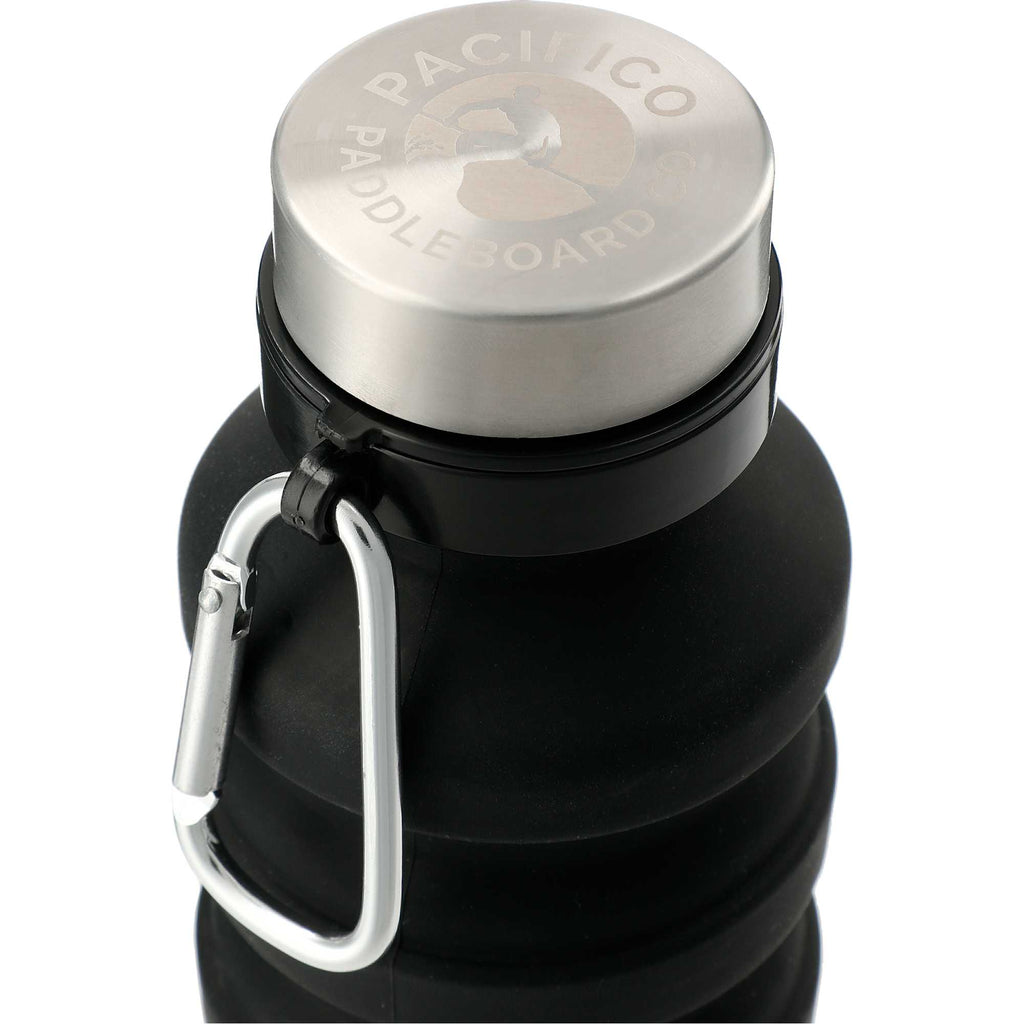 Zigoo Collapsible Silicone Bottle with Carabiner, 18 oz Full Color - Black - Front