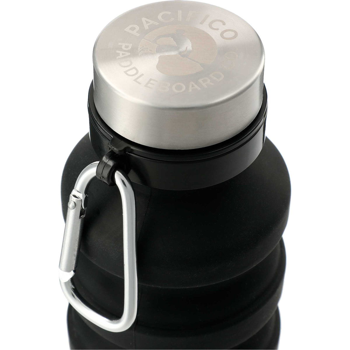 Zigoo Collapsible Silicone Bottle with Carabiner, 18 oz Full Color - Black - Front