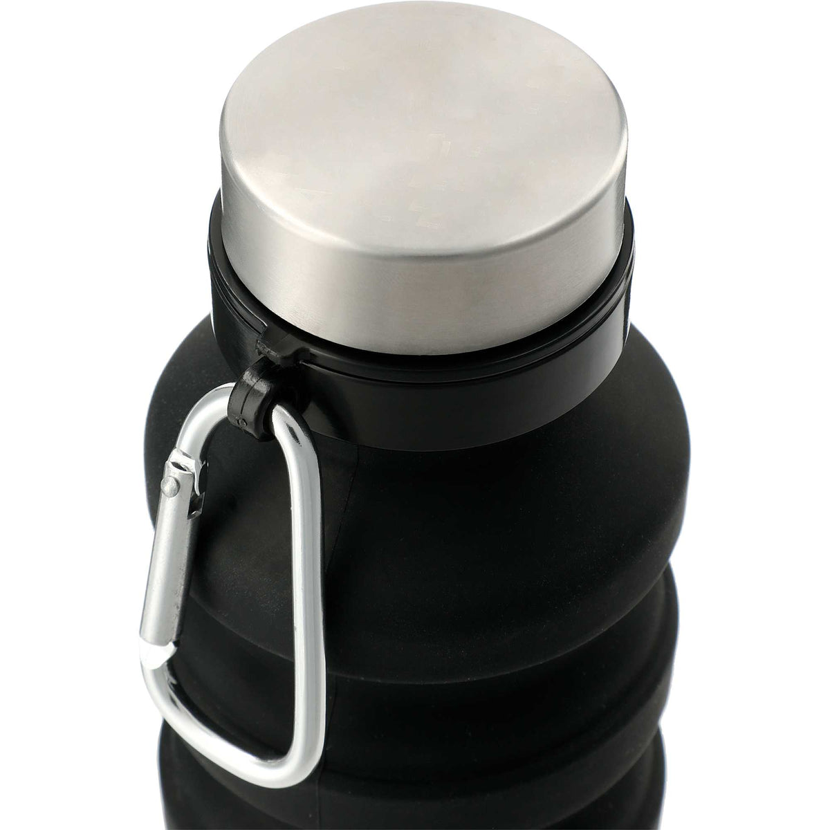 Zigoo Collapsible Silicone Bottle with Carabiner, 18 oz Full Color - Black - Photo