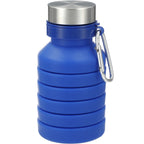 Zigoo Collapsible Silicone Bottle with Carabiner, 18 oz Full Color - Blue - Front Collapsed 2