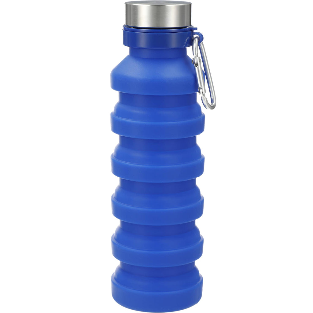 Zigoo Collapsible Silicone Bottle with Carabiner, 18 oz Full Color - Blue - Front