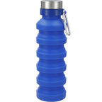 Zigoo Collapsible Silicone Bottle with Carabiner, 18 oz Full Color - Blue - Front