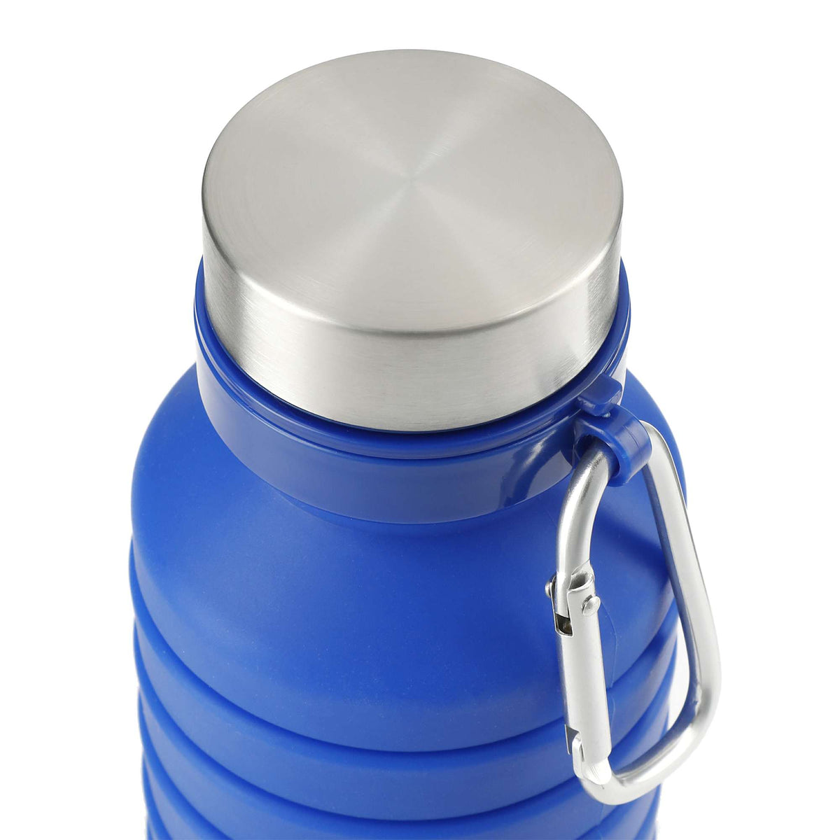 Zigoo Collapsible Silicone Bottle with Carabiner, 18 oz Full Color - Blue - Top 2
