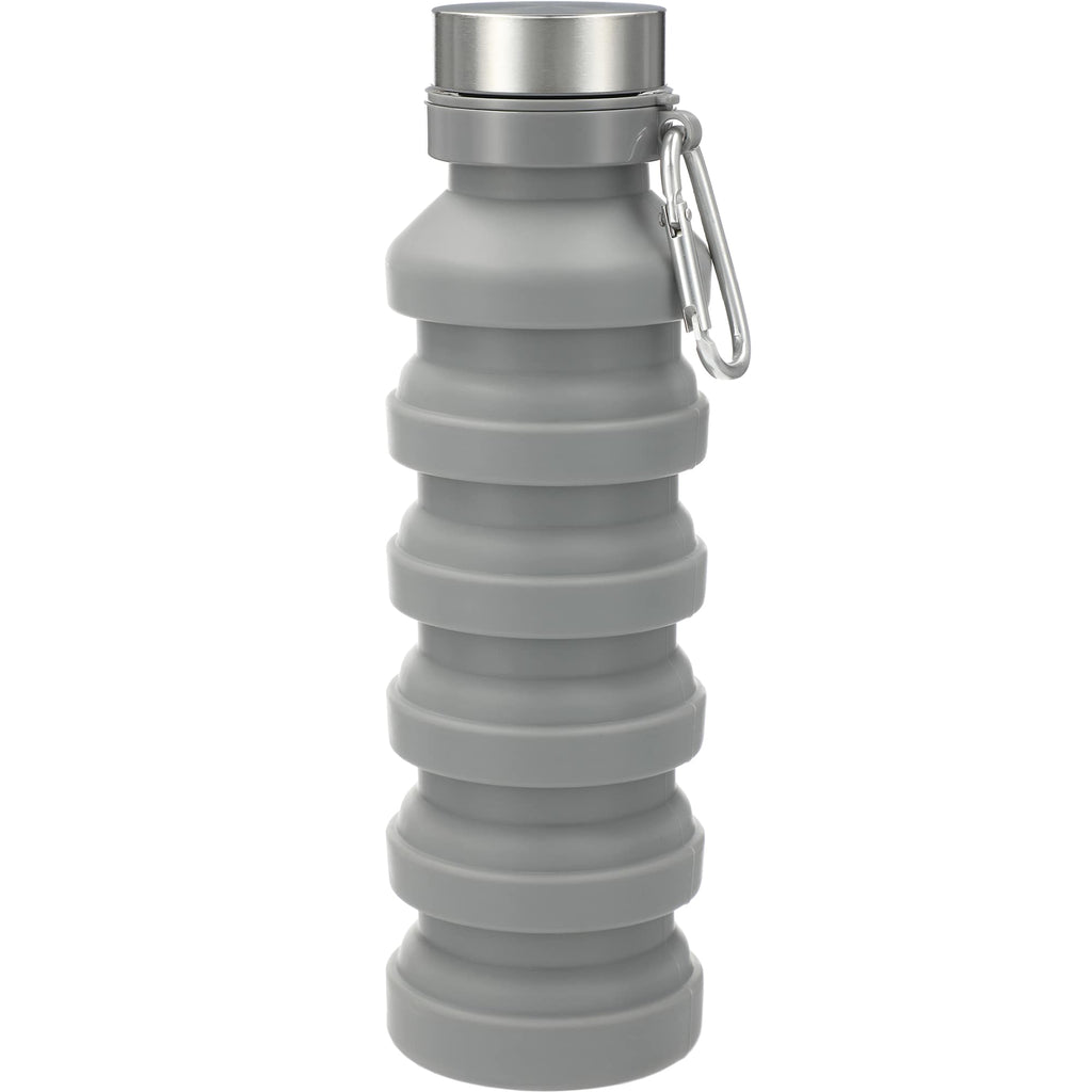 Zigoo Collapsible Silicone Bottle with Carabiner, 18 oz Full Color - Gray - Front