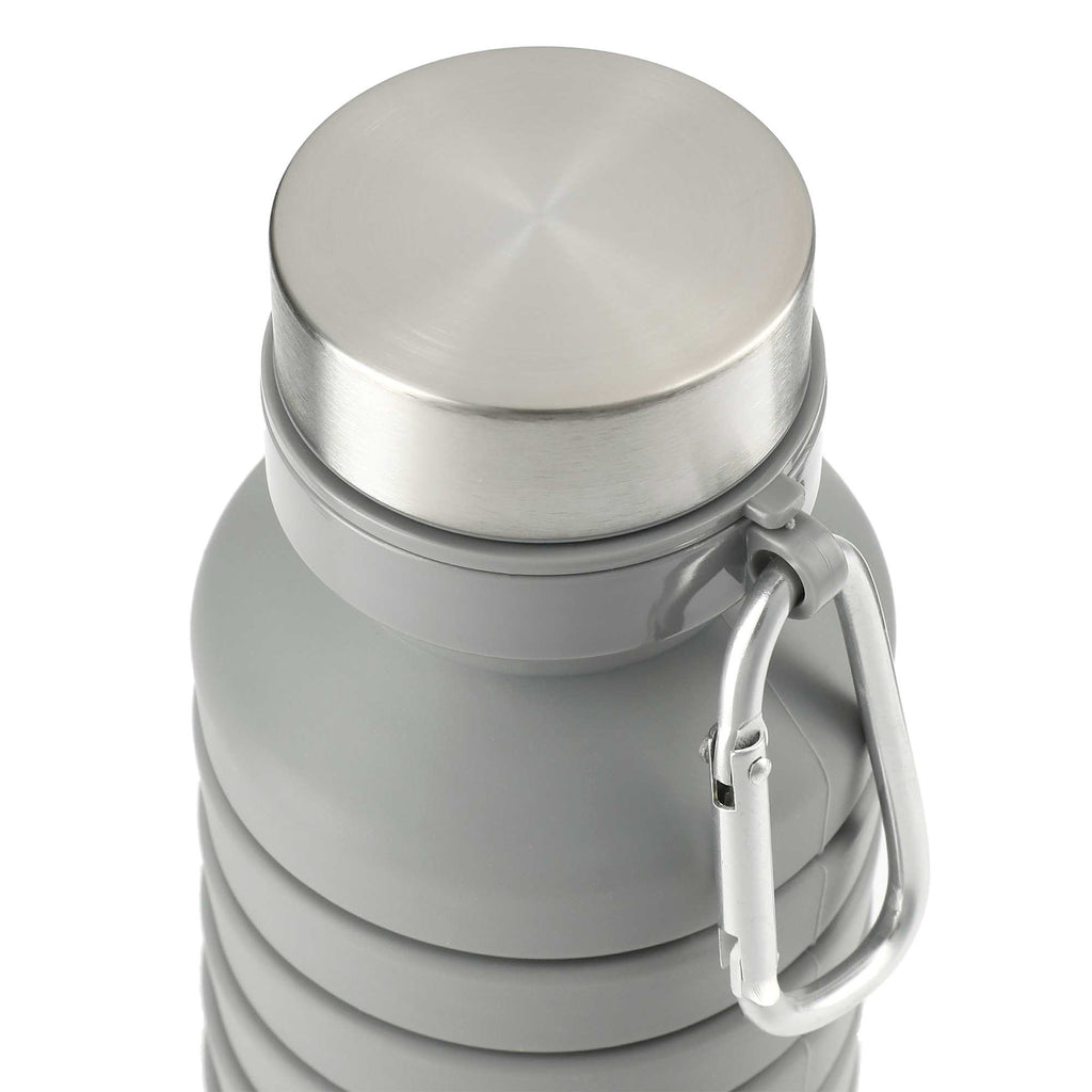Zigoo Collapsible Silicone Bottle with Carabiner, 18 oz Full Color - Gray - Top 2