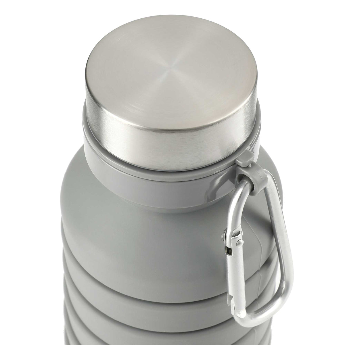 Zigoo Collapsible Silicone Bottle with Carabiner, 18 oz Full Color - Gray - Top 2