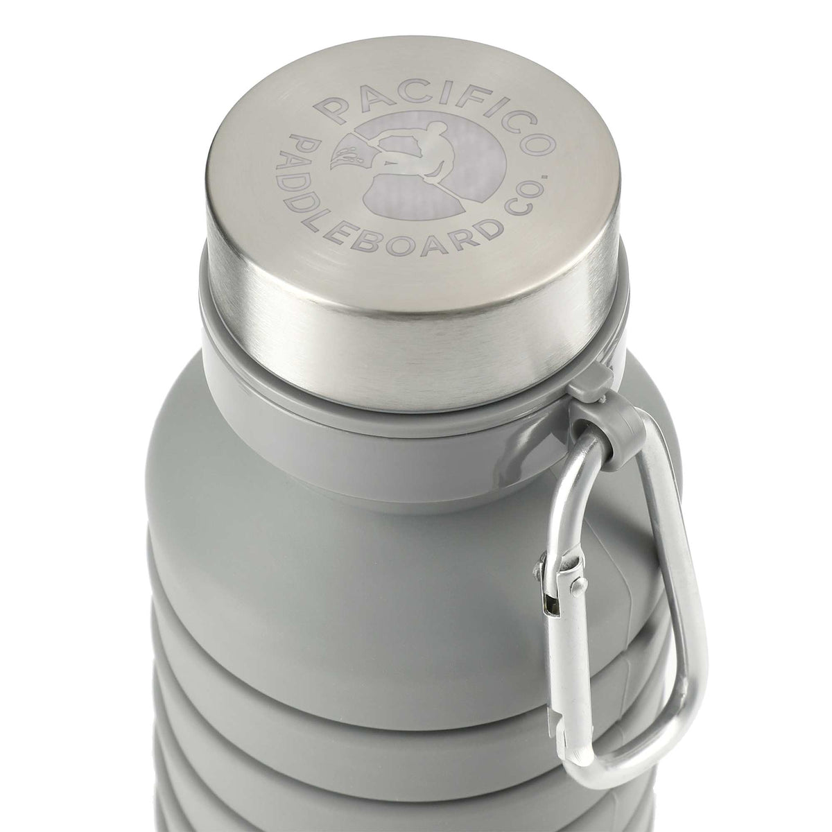 Zigoo Collapsible Silicone Bottle with Carabiner, 18 oz Full Color - Gray - Top