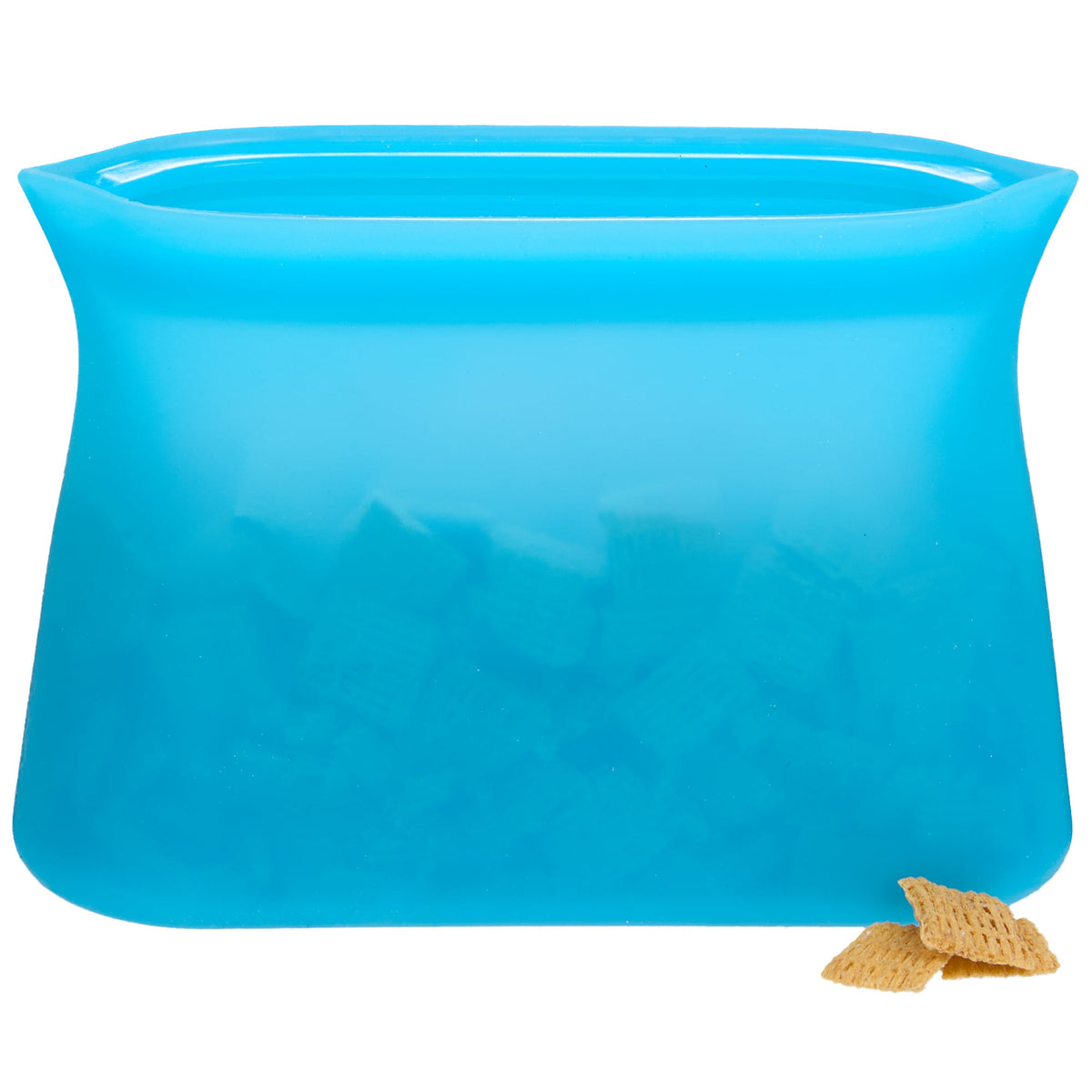 Zili Reusable Silicone Storage Bag, 16 oz - Blue - Propped 2