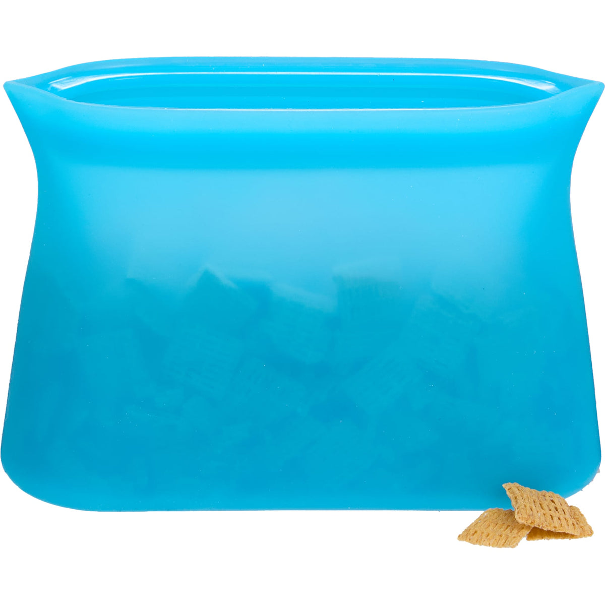 Zili Reusable Silicone Storage Bag, 16 oz - Blue - Propped 3