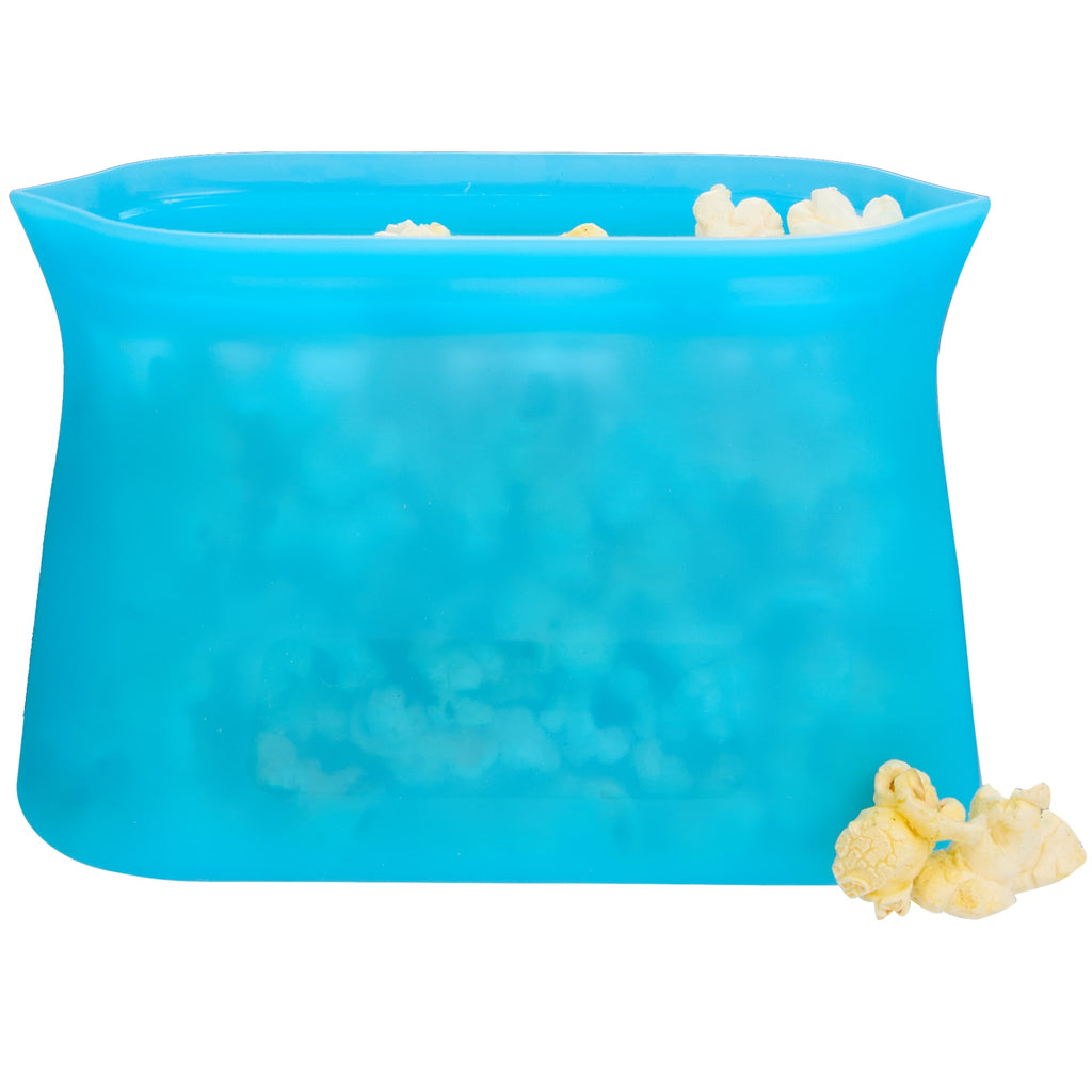 Zili Reusable Silicone Storage Bag, 8 oz - Blue - Propped