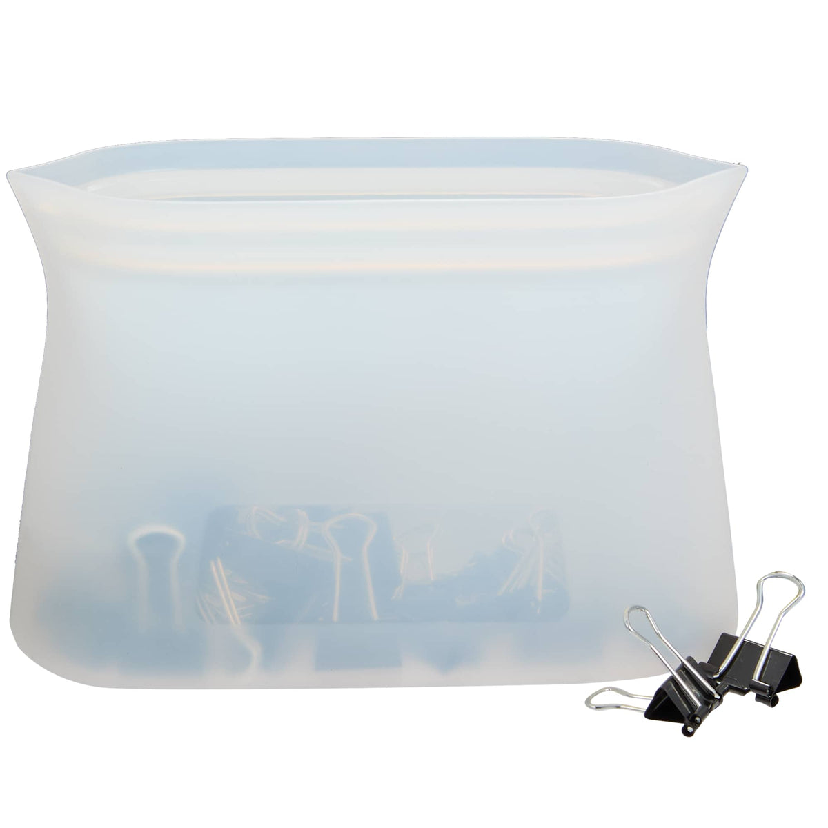 Zili Reusable Silicone Storage Bag, 8 oz - Clear - Propped