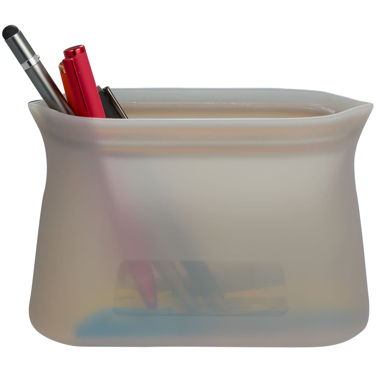 Zili Reusable Silicone Storage Bag, 8 oz - Gray - Propped