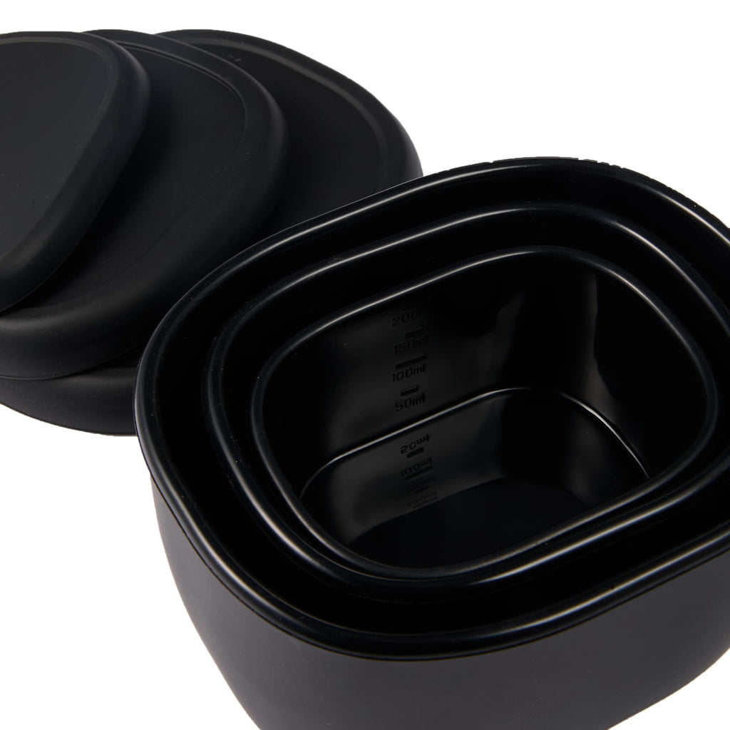 Zili Stackable Silicone Container Set, 7, 10 and 20 oz - Black - Detail 2