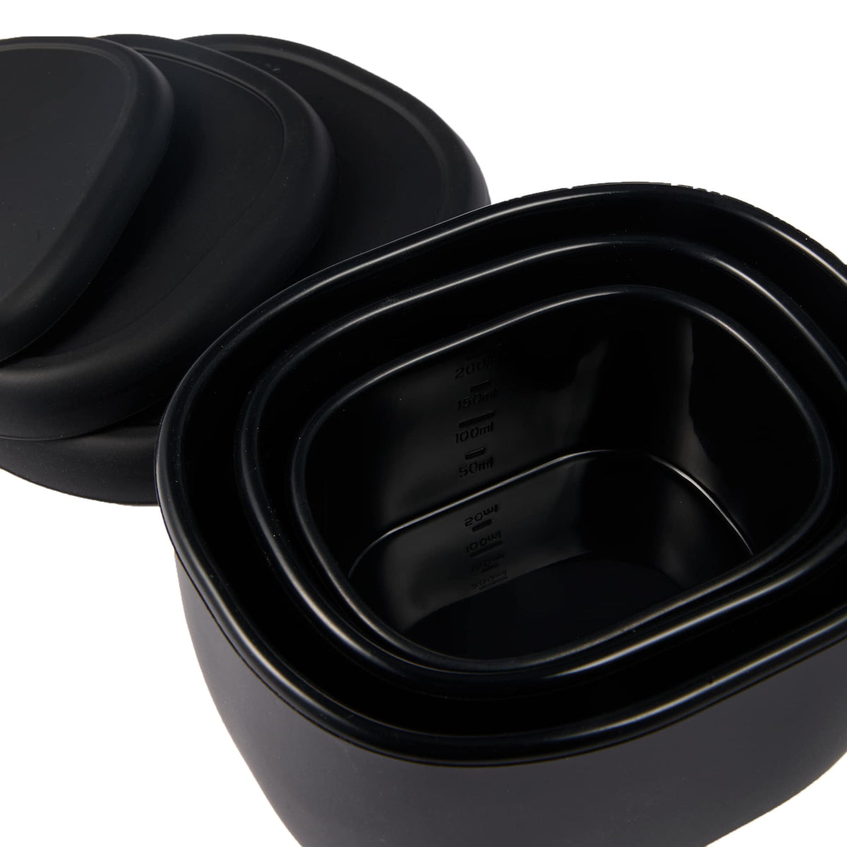 Zili Stackable Silicone Container Set, 7, 10 and 20 oz - Black - Detail 2