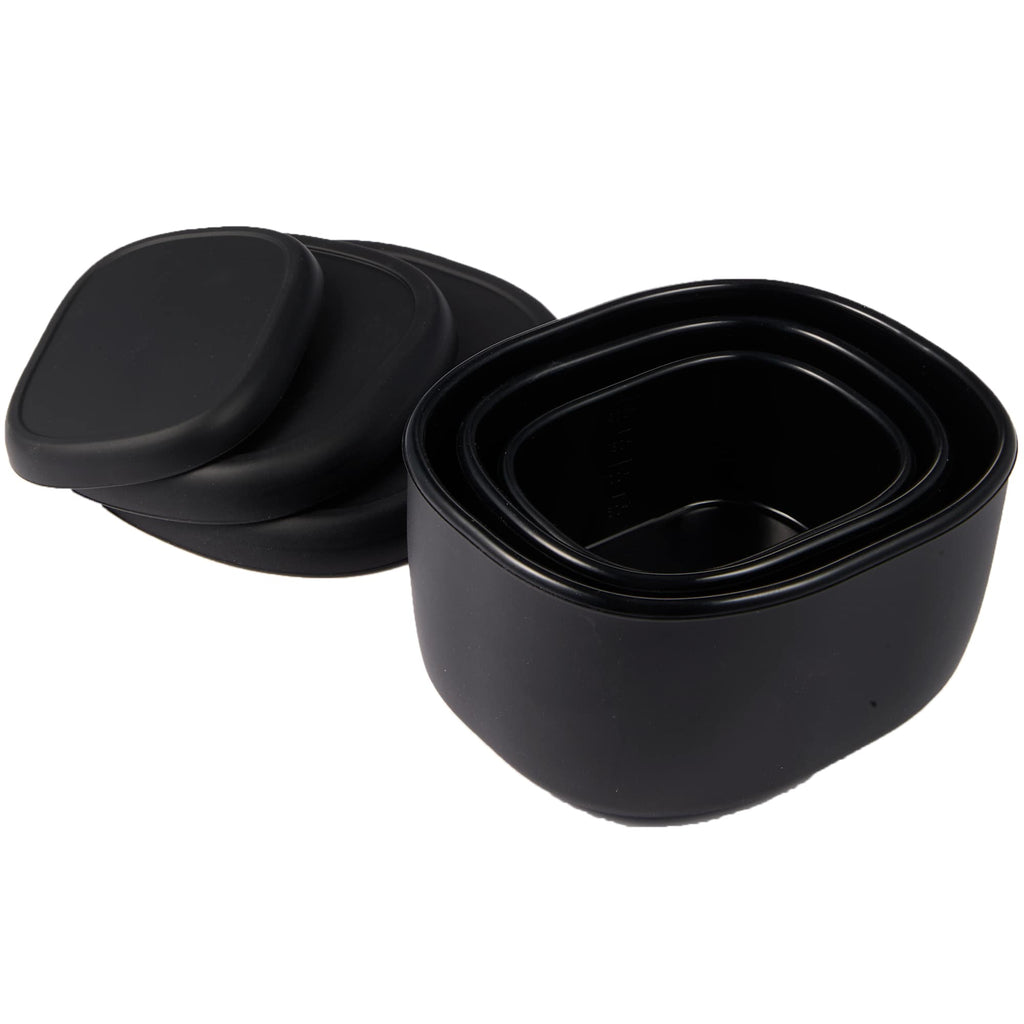 Zili Stackable Silicone Container Set, 7, 10 and 20 oz - Black - Detail 3