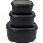 Zili Stackable Silicone Container Set, 7, 10 and 20 oz - Black - Group