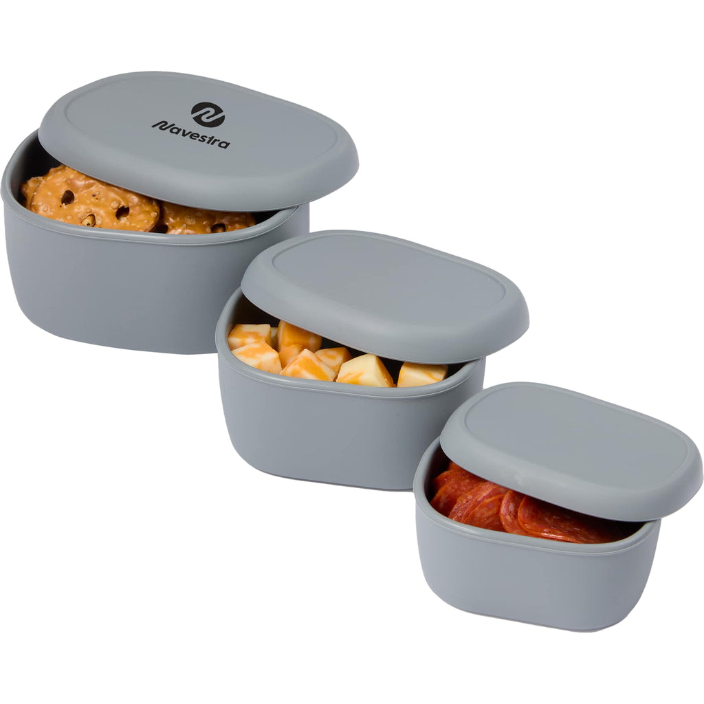 Zili Stackable Silicone Container Set, 7, 10 and 20 oz - Gray - Propped
