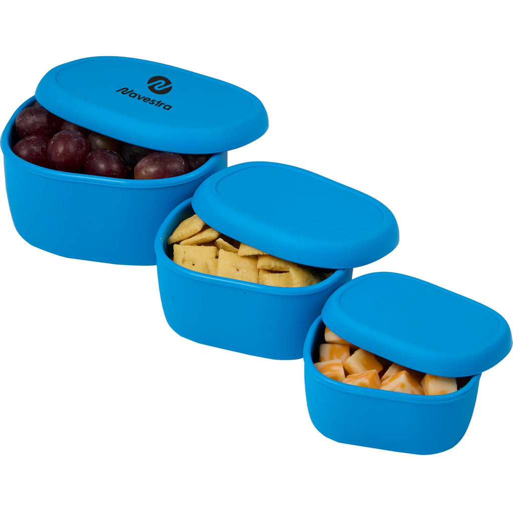 Zili Stackable Silicone Container Set, 7, 10 and 20 oz - Process Blue - Propped