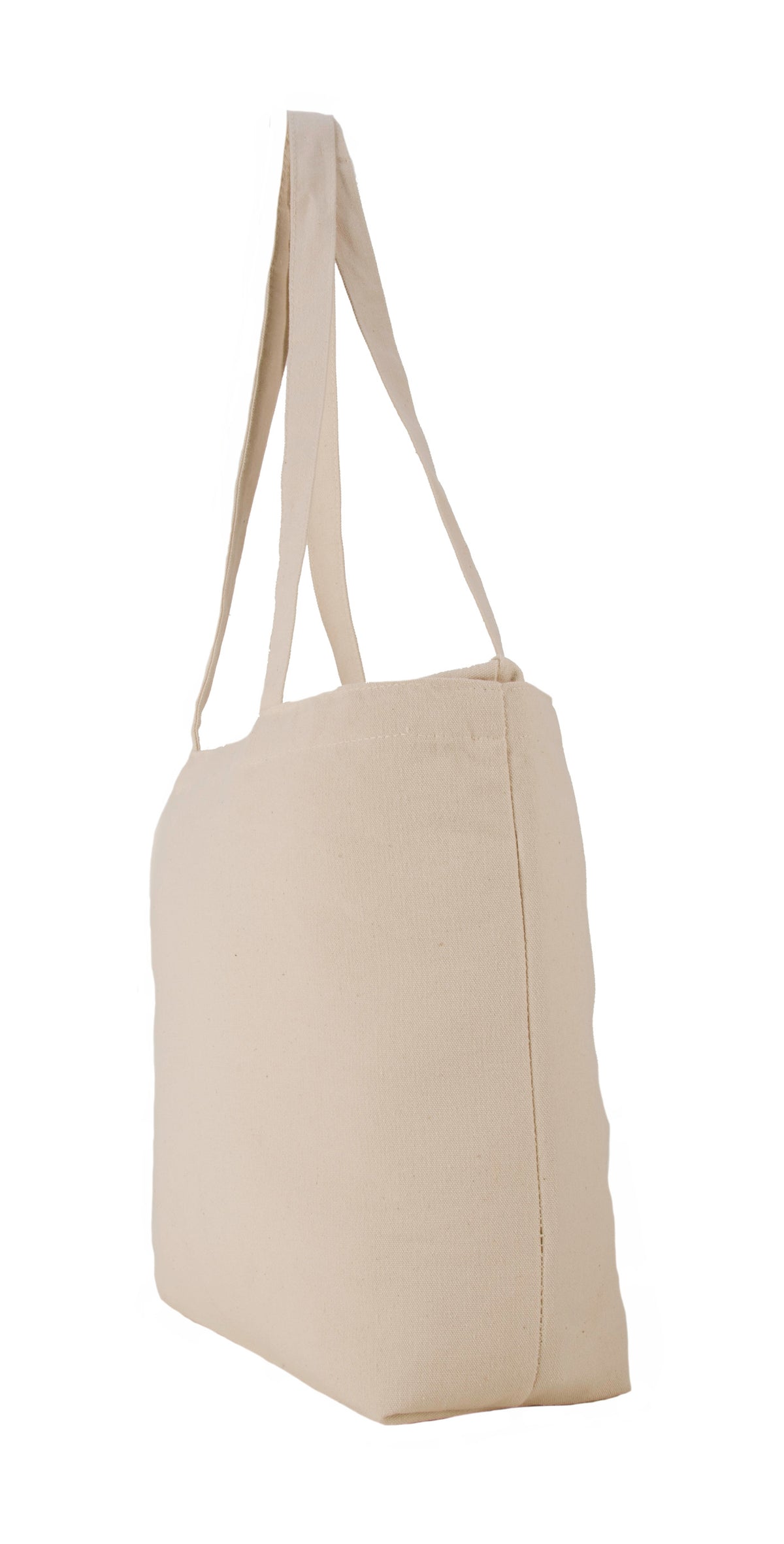 Zip Top Cotton Canvas Convention Tote Embroidery - Natural - View 2