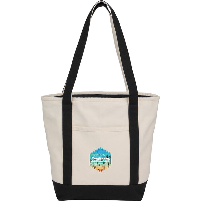Zip Top Recycled Canvas Tote with Trolley Strap, 12 oz Embroidery