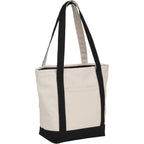 Zip Top Recycled Canvas Tote with Trolley Strap, 12 oz Embroidery - Black - Right Angle