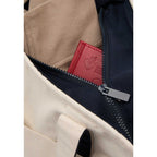 Zip Top Recycled Canvas Tote with Trolley Strap, 12 oz Embroidery - Navy - Detail