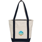 Zip Top Recycled Canvas Tote with Trolley Strap, 12 oz - Navy - Front
